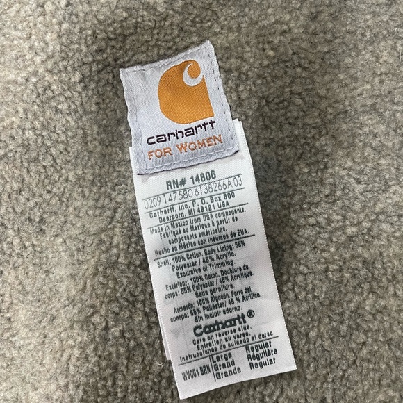 Vintage Carhartt Women’s Tan Canvas Sherpa Lined Vest - Picture 4 of 5